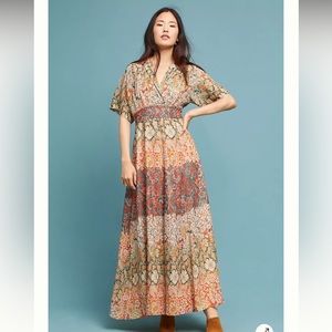Anthropologie Moulinette Souers Printed Silk Maxi Dress